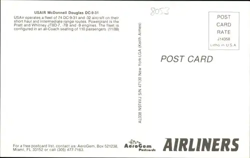 Ak Amerikanisches Passagierflugzeug, USAir, McDonnell Douglas DC-9-31