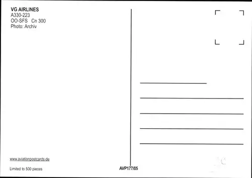 Ak Belgisches Passagierflugzeug VG Airlines, A 330-223, OO-SFS Cn 300