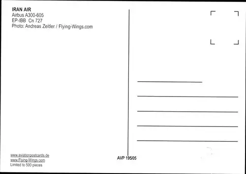 Ak Iranisches Passagierflugzeug Iran Air, Airbus A 300 605, EP-IBB Cn 727