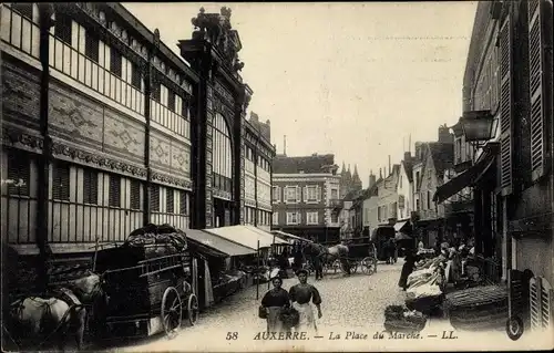 Ak Auxerre Yonne, La Place du Marche