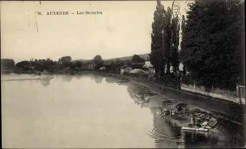 Ak Auxerre Yonne, Les Ocreries, Wäscherinnen am Flussufer