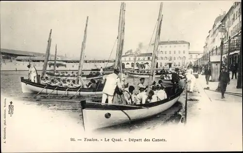 Ak Toulon Var, Le Quai, Depart des Canots