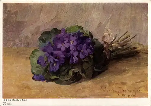 Künstler Ak v. Destouches, J., Blumen, Veilchen, Ackermann 6715