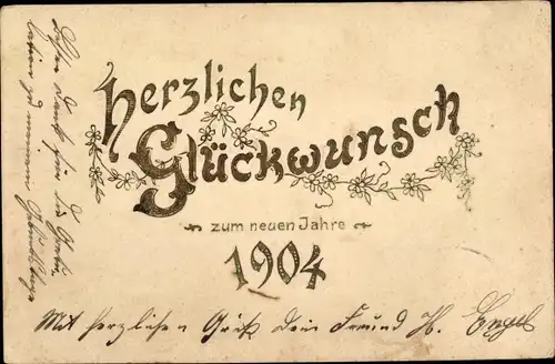 Präge Litho Glückwunsch Neujahr, Jahreszahl 1904