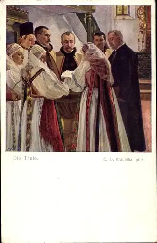 Künstler Ak Braunthal, E. D., Die Taufe