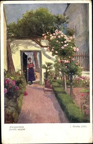 Künstler Ak Straka, Josef, Ziergärtlein