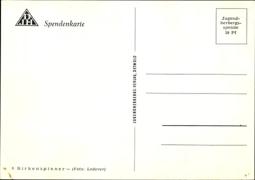 Ak Birkenspinner, Nachtfalter, Schmetterling, DJH Spendenkarte