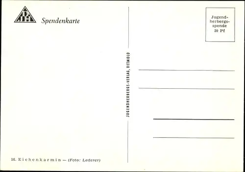 Ak Eichenkarmin, Schmetterling, DJH Spendenkarte