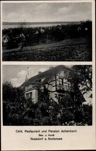 Ak Nußdorf Nussdorf Überlingen am Bodensee, Cafe und Pension Achenbach