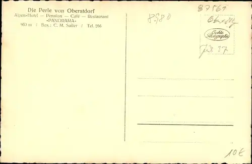 Ak Oberstdorf im Oberallgäu, Alpenhotel Panorama