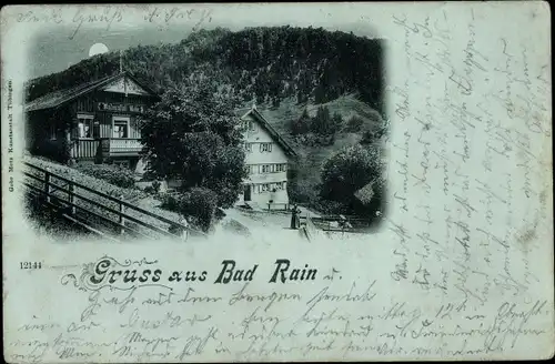 Mondschein Ak Oberstaufen im Allgäu, Hotel Bad Rain