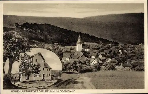 Ak Vielbrunn Michelstadt im Odenwald, Gasthaus Zur Krone, Blick auf den Ort