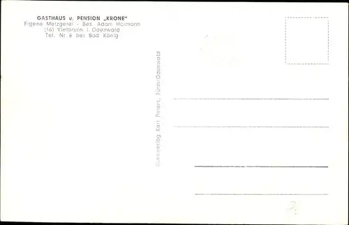Ak Vielbrunn Michelstadt im Odenwald, Gasthaus Krone