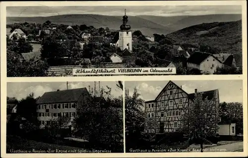 Ak Vielbrunn Michelstadt im Odenwald, Gasthaus Zur Krone, Blick auf den Ort