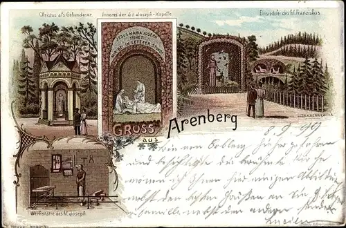 Litho Arenberg Koblenz in Rheinland Pfalz, Christus als Gebundener, Inneres d. St. Joseph Kapelle