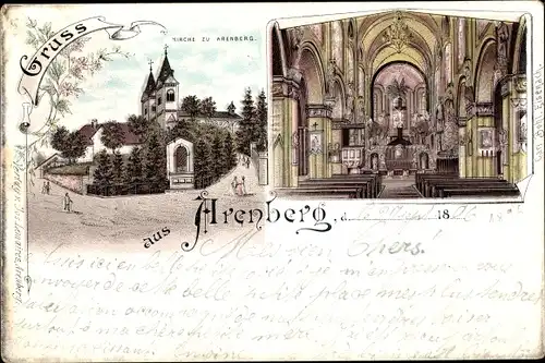 Litho Arenberg Koblenz am Rhein, Kirche, Innenansicht