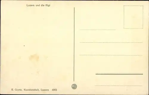 Ak Luzern Stadt Schweiz, Gesamtansicht, Die Rigi