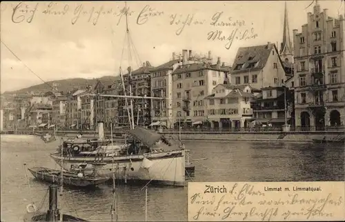 Ak Zürich Stadt Schweiz, Limmat, Limmatquai