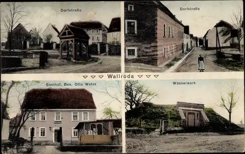 Ak Wallroda Bad Bibra im Burgenlandkreis, Dorfstraße, Gasthof, Wasserwerk