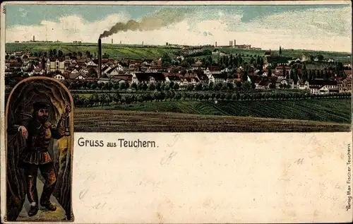 Litho Teuchern im Burgenlandkreis, Gesamtansicht, Bergmann