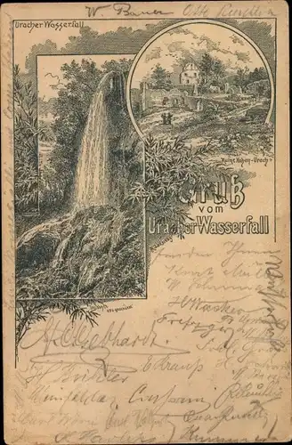 Vorläufer Litho Bad Urach auf der Schwäbischen Alb, Uracher Wasserfall