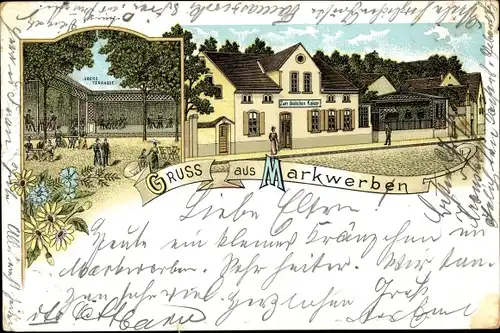 Litho Markwerben Weißenfels an der Saale, Restaurant Zum deutschen Kaiser