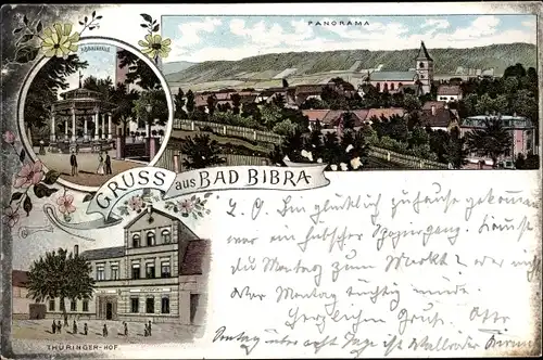 Litho Bad Bibra im Burgenlandkreis, Panorama, Hotel Thüringer Hof