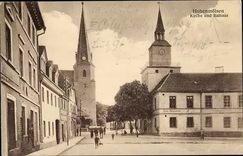 Ak Hohenmölsen in Sachsen Anhalt, Kirche und Rathaus, Zum Ratskeller