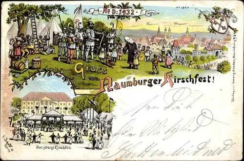 Künstler Litho Naumburg an der Saale, Kirschfest Einst und Jetzt