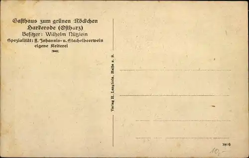 Ak Harkerode Arnstein im Südharz, Burg Arnstein, Gasthof zum grünen Röckchen