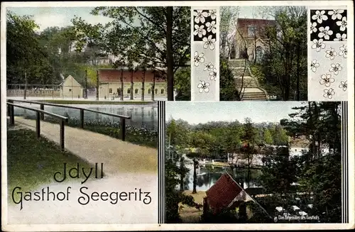 Ak Seegeritz Taucha in Nordsachsen, Gasthof Idyll, Kirche