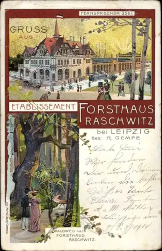 Litho Raschwitz Markkleeberg in Sachsen, Etablissement Forsthaus