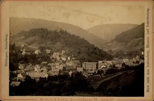 Foto Sonneberg in Thüringen, Ort mit Schlossberg, Schleifenberg, Fotograf Horn & Sohn