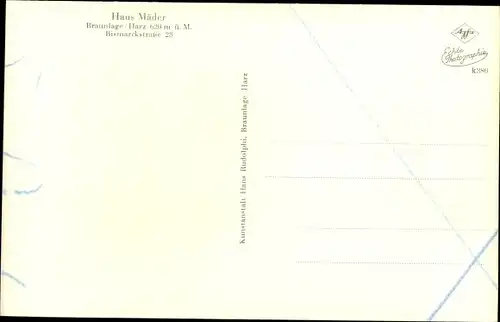 Ak Braunlage im Oberharz, Haus Mäder, Bismarckstraße 28