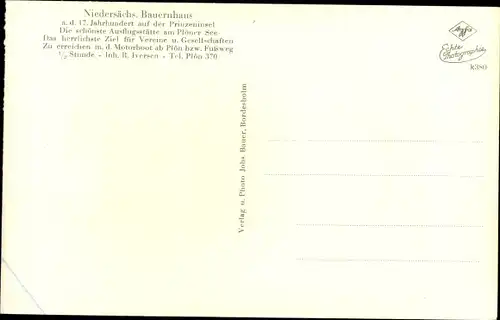 Ak Plön am See Schleswig Holstein, Niedersächsisches Bauernhaus, Prinzeninsel, Innenansicht