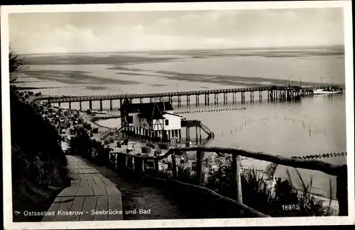 Ak Koserow an der Ostsee Usedom, Partie von Seebrücke u Bad