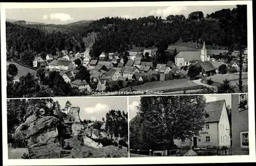 Ak Obertrubach Fränkische Schweiz, Gasthaus zur Linde, Blick auf den Ort