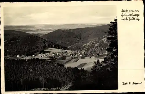 Ak Gehlberg Suhl in Thüringen, Blick von der Sprungschanze zum Ort