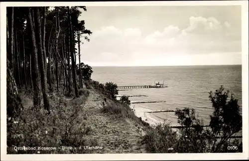 Ak Ostseebad Koserow auf Usedom, Blick von der Uferhöhe