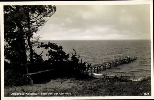 Ak Ostseebad Koserow auf Usedom, Blick von der Uferhöhe