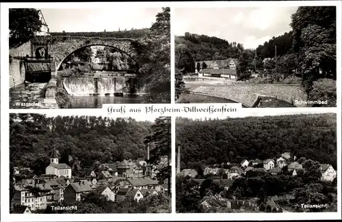 Ak Dillweißenstein Pforzheim, Wehr, Schwimmbad, Teilansicht