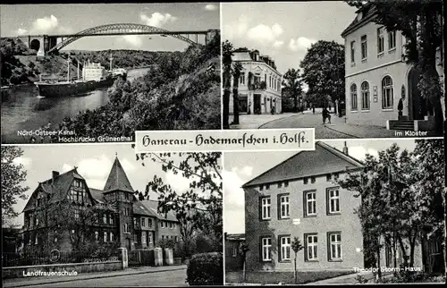 Ak Hanerau Hademarschen in Holstein, Landfrauenschule, im Kloster, Theodor Storm Haus, Hochbrücke