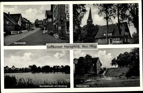 Ak Harsefeld in Niedersachsen, Marktstraße, Amtshof, Wassermühle, Bornlaichteich, Siedlung