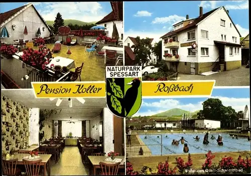 Ak Roßbach Biebergemünd in Hessen, Pension Koller, Schwimmbad