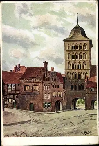 Künstler Ak Boese, G., Hansestadt Lübeck, Burgtor von der Stadtseite