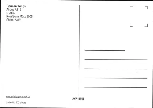 Ak Deutsches Passagierflugzeug German Wings, Airbus A319, Köln Bonn Airpost, D-AILN
