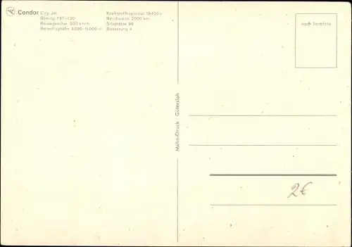 Ak Deutsches Passagierflugzeug Condor City Jet, Boeing 737 130