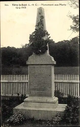 Ak Viévy le Rayé Loir-et-Cher, Monument aux Morts 1914-1918