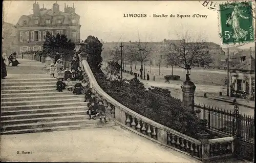 Ak Limoges Haute Vienne, Escalier du Square d'Orsay