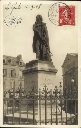 Ak Limoges Haute Vienne, Statue du Jourdan
